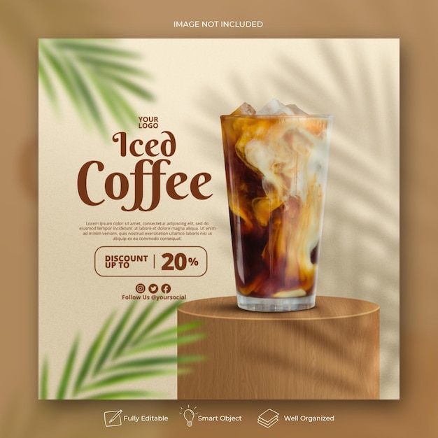 Coffee shop drink menu promozione social media instagram post banner template