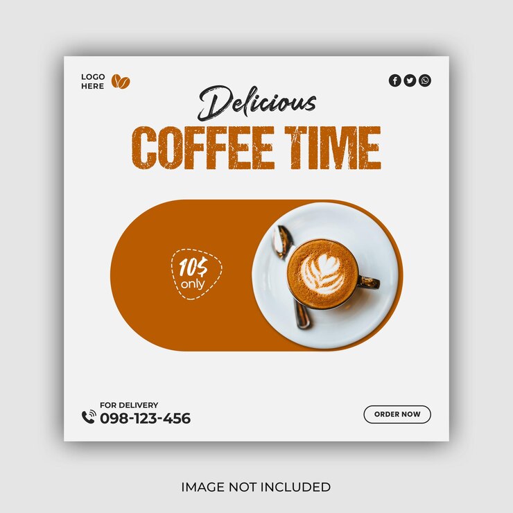 PSD coffee shop drink menu promotion social media instagram post banner template