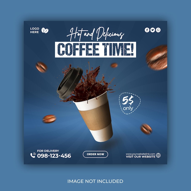 PSD coffee shop drink menu promotion social media instagram post banner template