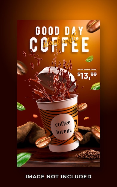 Coffee shop drink menu promotion social media instagram story banner template