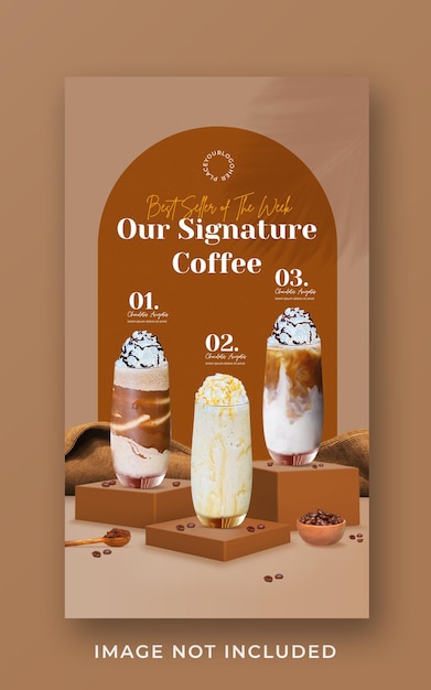 PSD coffee shop drink menu promotion social media instagram story banner template