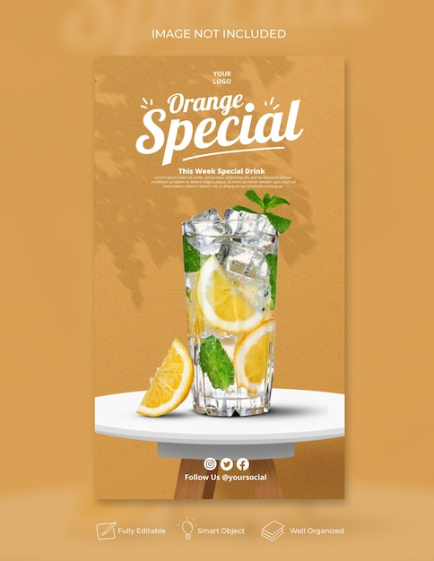 コーヒーショップドリンクメニュープロモーションソーシャルメディアInstagramストーリーバナーテンプレート