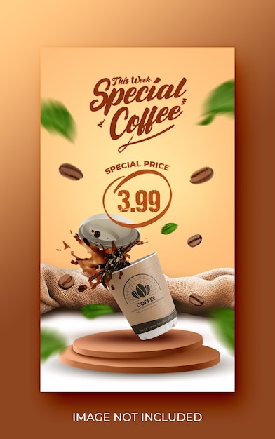 Coffee shop drink menu promotion social media instagram story template