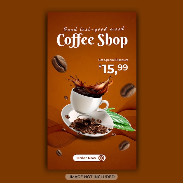 コーヒーショップドリンクメニューソーシャルメディアバナーまたはinstagramの広告テンプレート