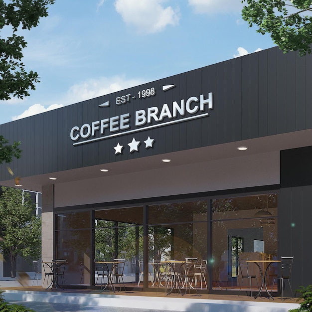 Coffee shop facade logo mockup