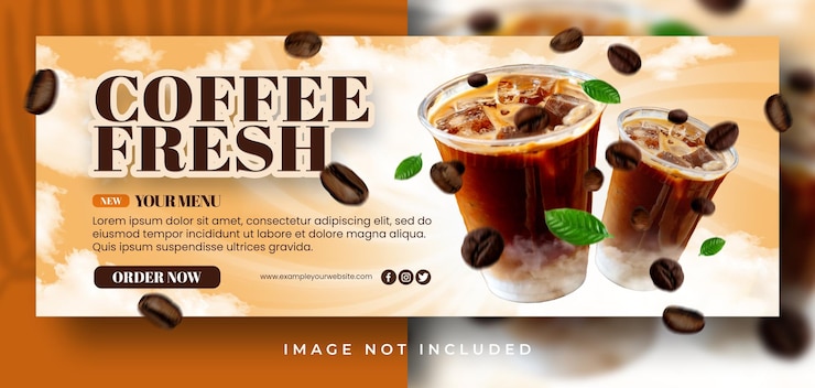 PSD coffee shop fresh drink special new menu promo for cafe restaurant facebook cover banner template