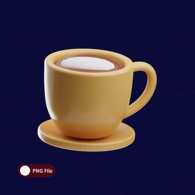 Illustrazione 3d della tazza calda della caffetteria