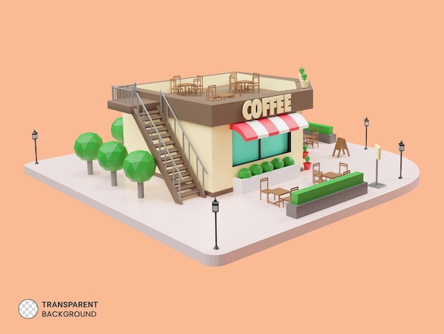 PSD illustrazione di rendering 3d isolata dell'icona della caffetteria