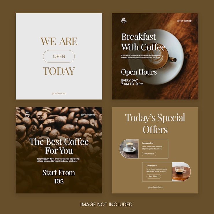 PSD coffee shop instagram post sjabloon collectie
