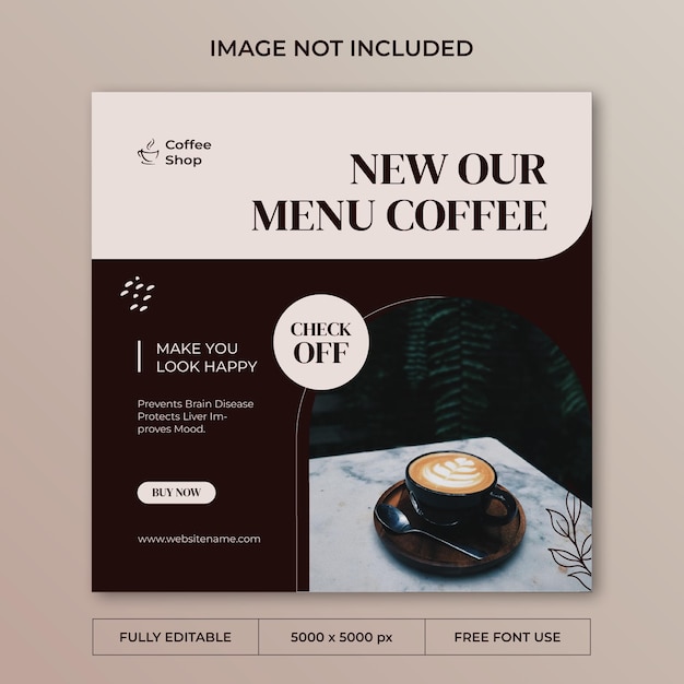 コーヒーショップのinstagramの投稿ソーシャルメディアテンプレート