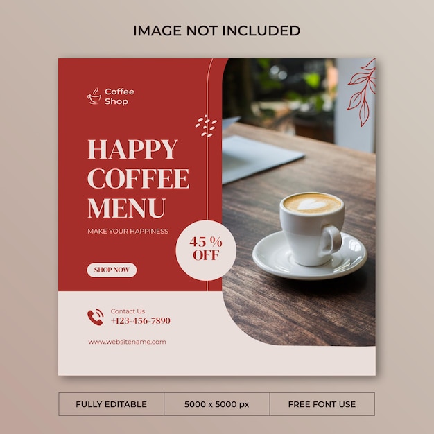 Coffee shop instagram post social media template