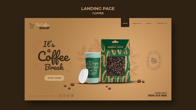 PSD coffee shop landing page template