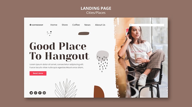 PSD coffee shop landing page template