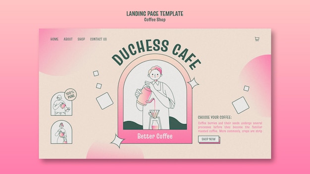 PSD coffee shop landing page