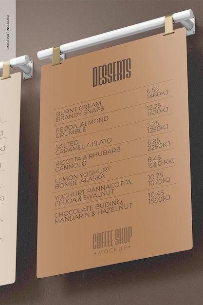 PSD mockup del menu della caffetteria