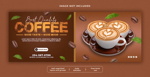 PSD coffee shop menu promotion and social media facebook cover banner template