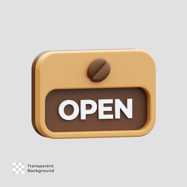 Coffee shop open 3d render illustration icon