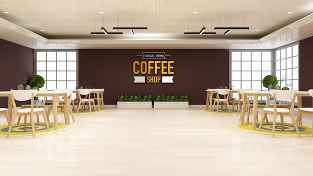 PSD 커피 숍 또는 카페 로고 모형