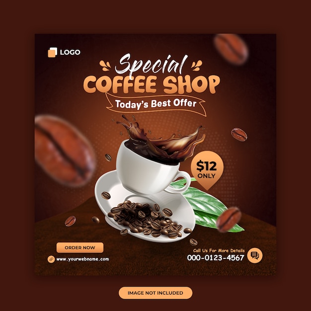 Coffee shop social media banner design template