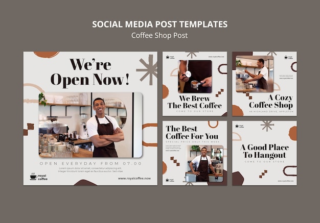 Modello di post sui social media della caffetteria