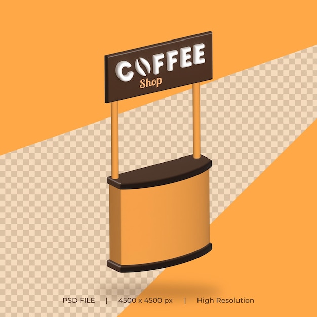 Coffee stand 3d rendering isolated