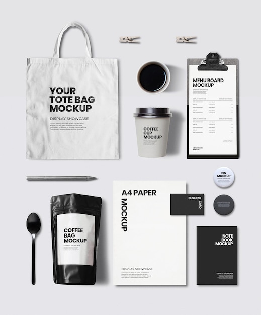 PSD mockup di cancelleria per caffè