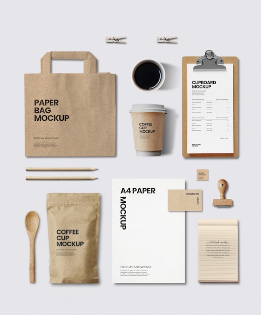 PSD mockup di cancelleria per caffè