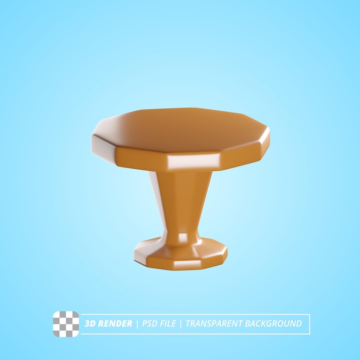 PSD coffee table 3d render isolated images