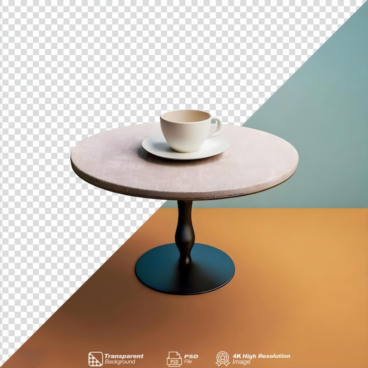 PSD coffee table isolated on transparent background
