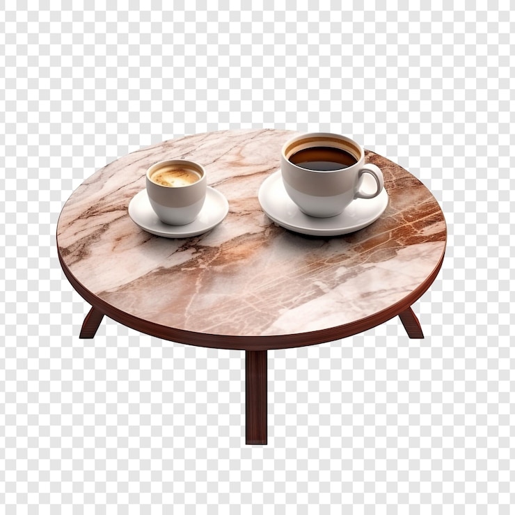 PSD coffee table isolated on transparent background