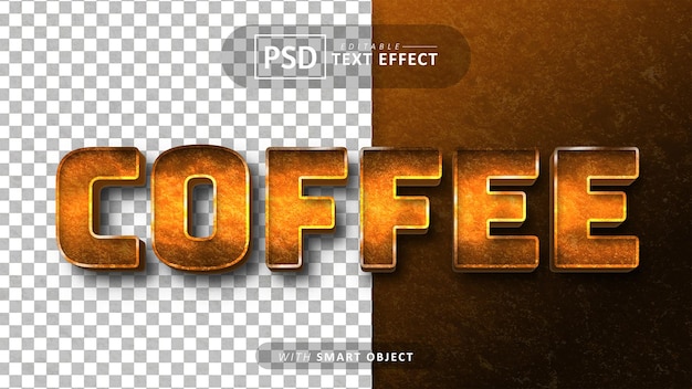 Coffee text editable 3d font effects