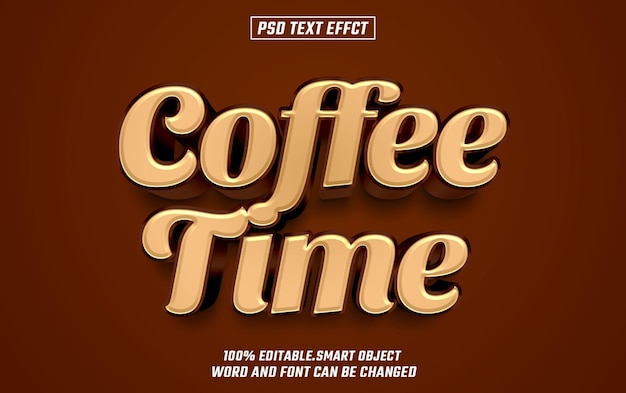 coffee time editable text font effect 3d text for title