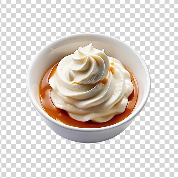 Coffee with whipped cream in a bowl isolated on transparent background