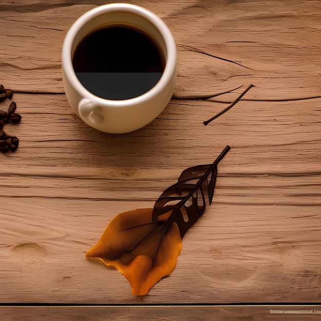 PSD coffee on wooden table