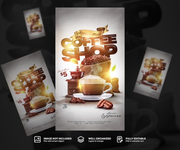 PSD coffeeshop drank menu promotie banner