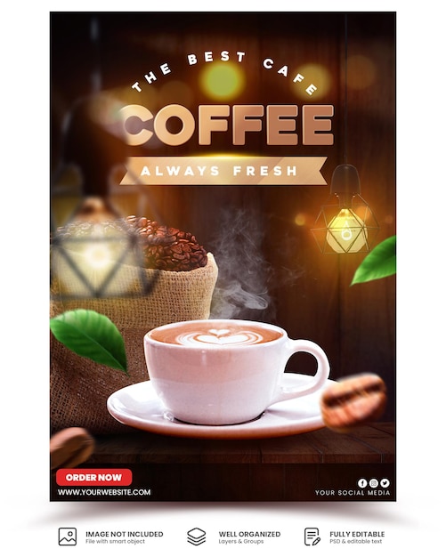 Coffeeshop Drink Menu Poster Promotie Sjabloon