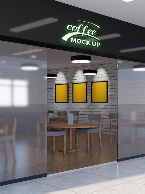 PSD coffeeshop licht logo mockup