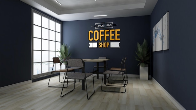 Coffeeshop muurlogo mockup