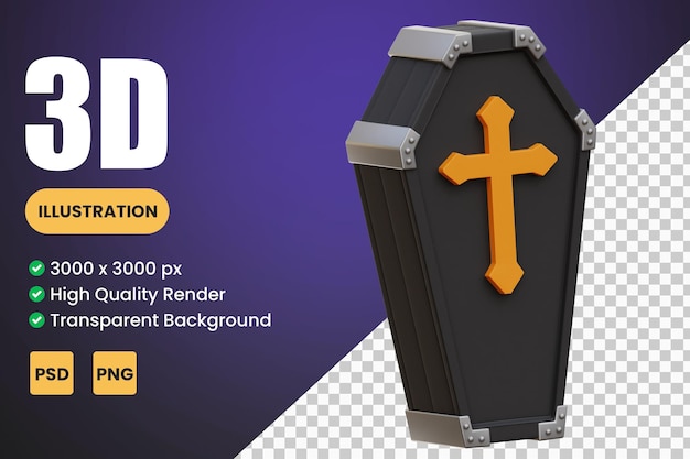 PSD coffin 3d icon illustrations