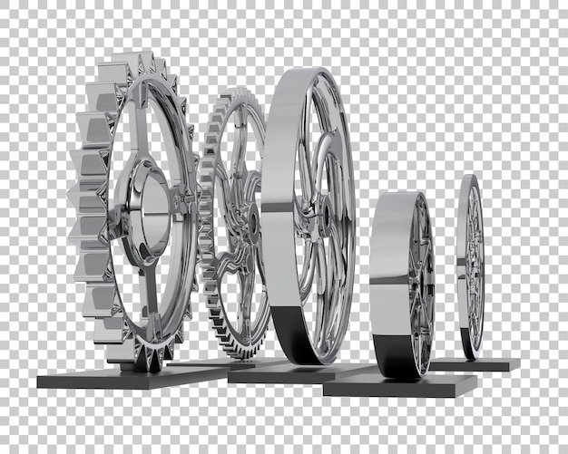 PSD 透明な背景の 3 d レンダリング図に分離された歯車