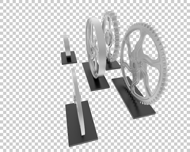PSD cog wheels isolated on transparent background 3d rendering illustration