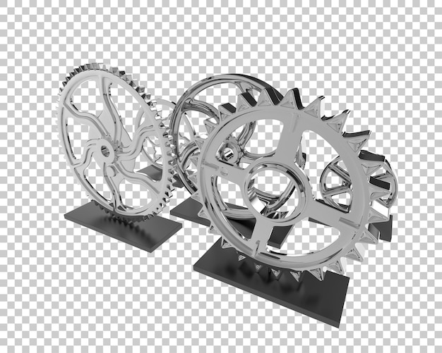 PSD cog wheels isolated on transparent background 3d rendering illustration