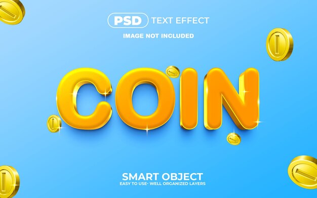 PSD コイン3d編集可能なテキスト効果テンプレート