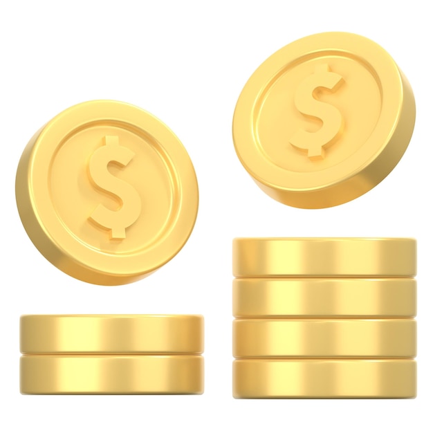 PSD coin 3d illustration icon pack element