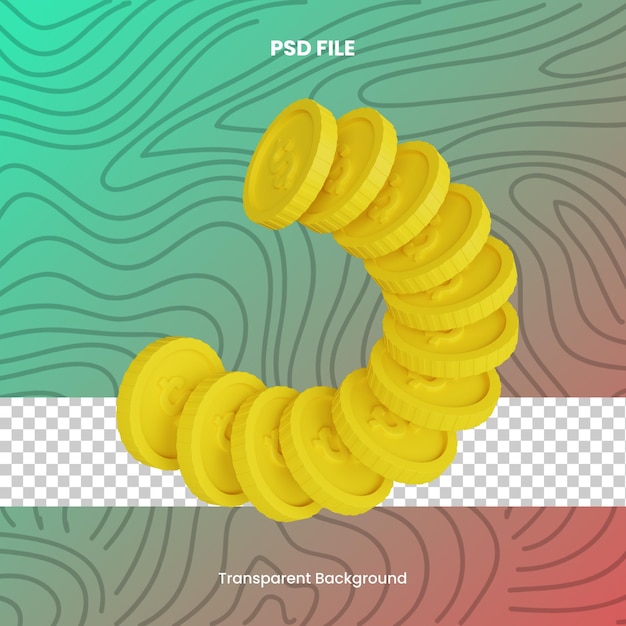 PSD coin 3d render icon illustration psd file transparent background