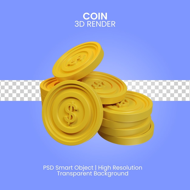 Coin 3d render isolated