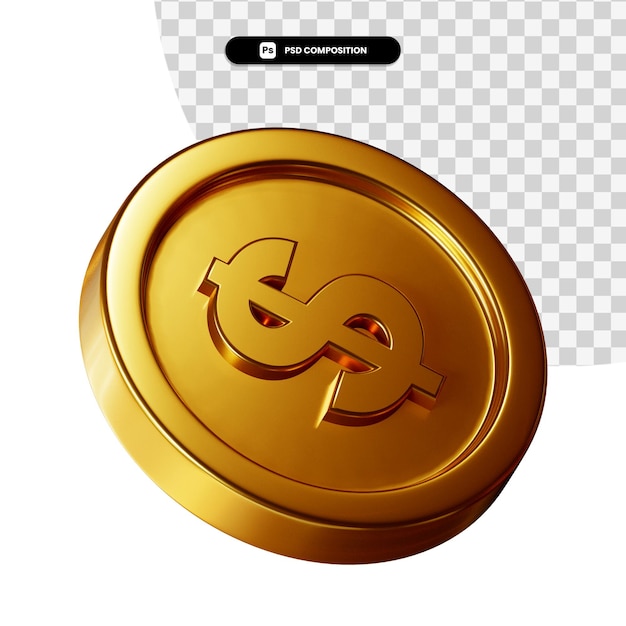 PSD coin 3d visual rendering isolated