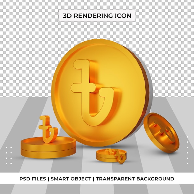 Moneta bangladesh taka simbolo di valuta oro 3d rendering