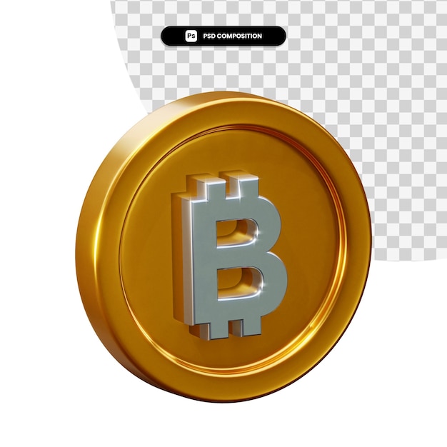 동전 bitcoin 3d 렌더링 절연