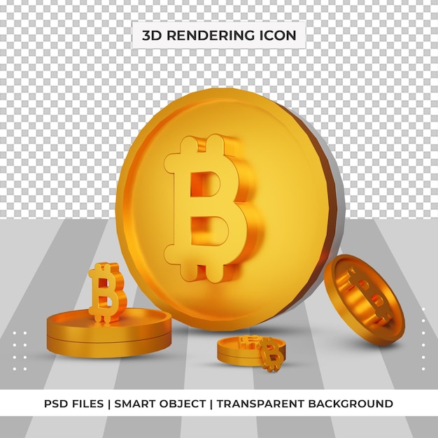 PSD Монета биткойн символ валюты золото 3d-рендеринг